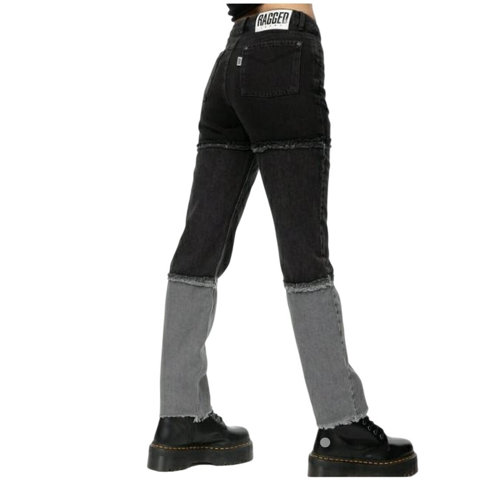 Ragged Jeans‎ Shade Colorblock Mid Rise Fray Jean in Carbon Size 26